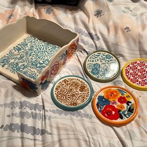 Pioneer Woman Napkin Holder and Coaster Set